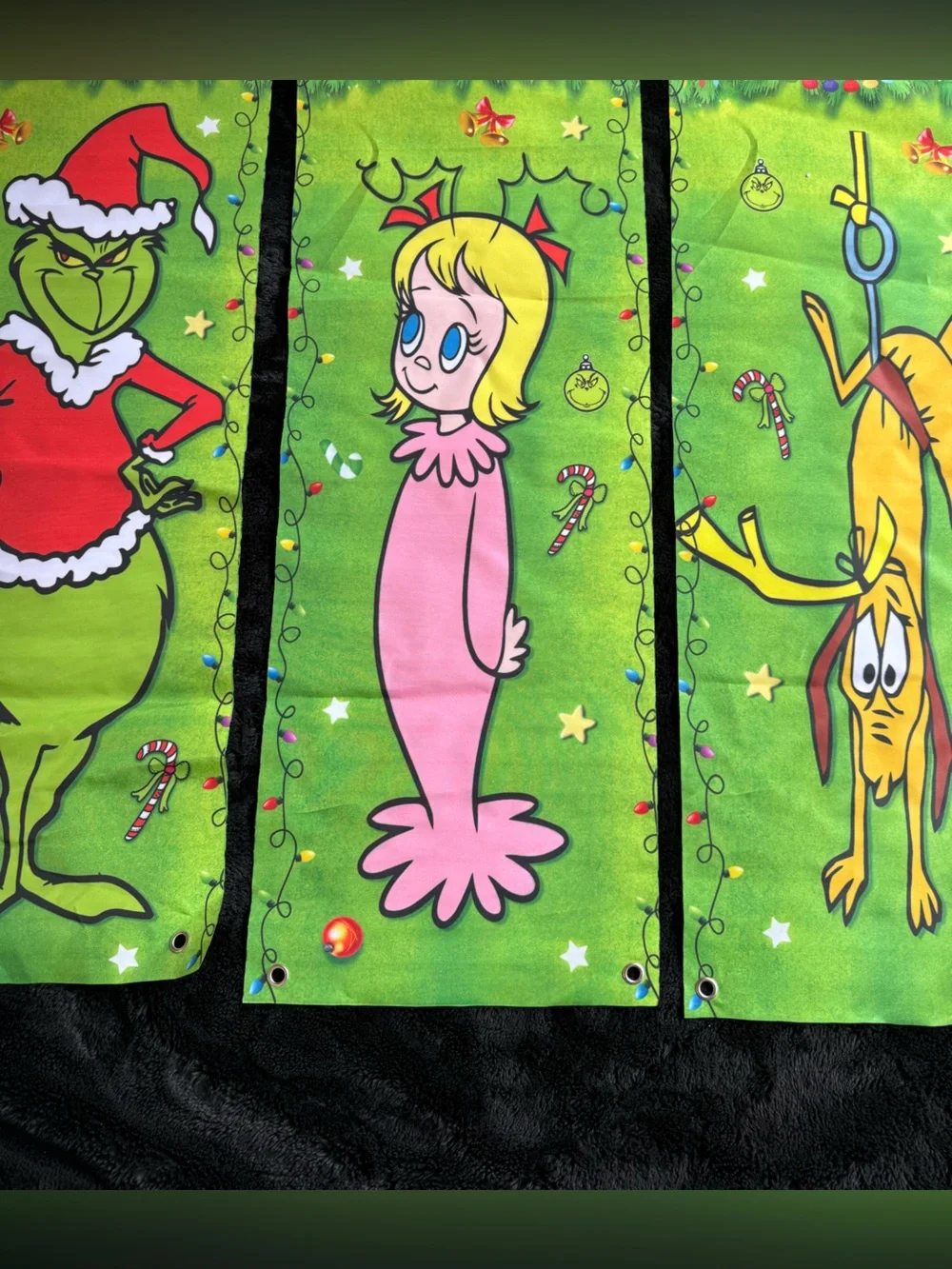 Green Dr. Seuss Who-ville Holiday Banner Panel - Pink Character & Yellow Dog